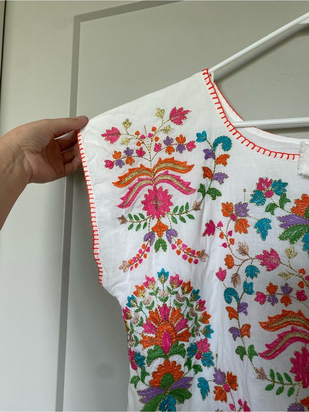 Nimo with love 100% organic cotton floral embroidered kaftan dress medium - Picture 4 of 9